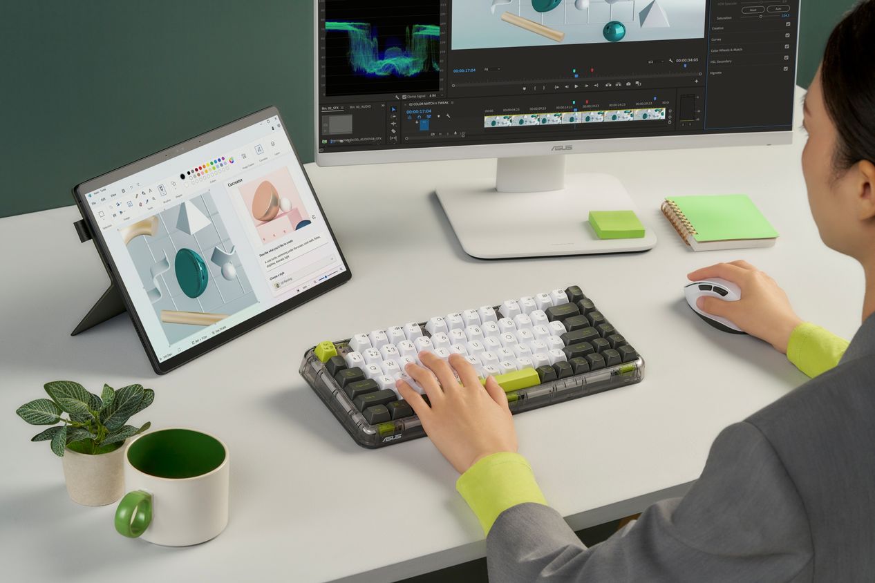 ASUS Jelly75無線機械式鍵盤具備三模連線，最多可連接五台裝置。